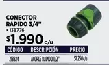 Conector Rapido 3/4