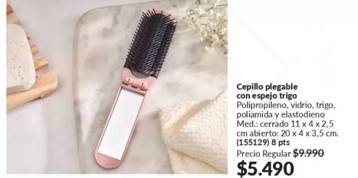 Cepillo Plegable Con Espejo Trigo