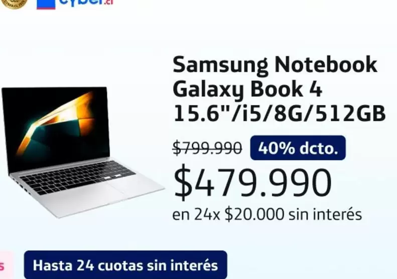 Samsung - Notebook Galaxy Book 4 15.6"/is/8g/512gb