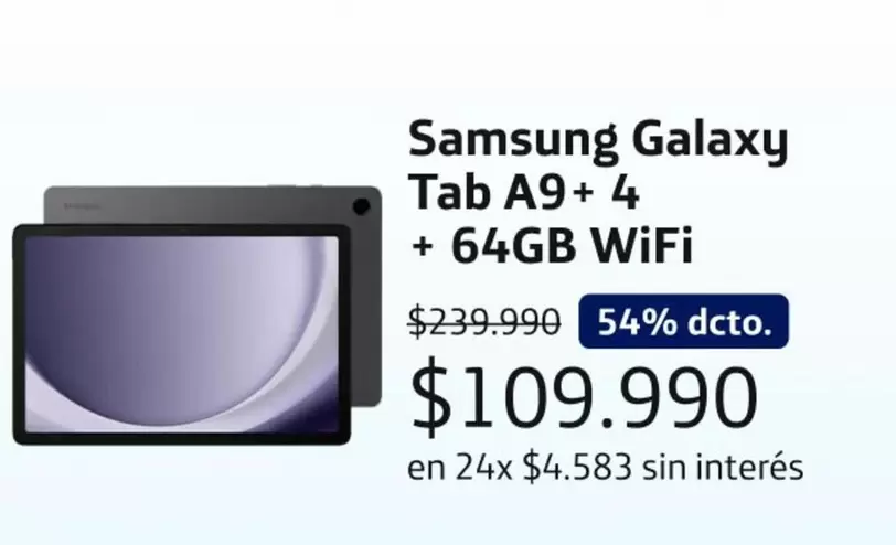 Samsung -  Galaxy Tab A9+ 4 + 64GB Wifi