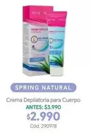 Spring Natural - Crema Depilatoria Para Cuerpo