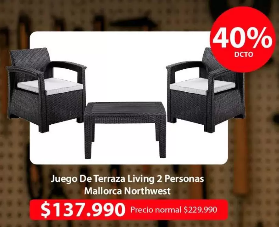 Juego De Terraza Living 2 Personas Mallorca Northwest