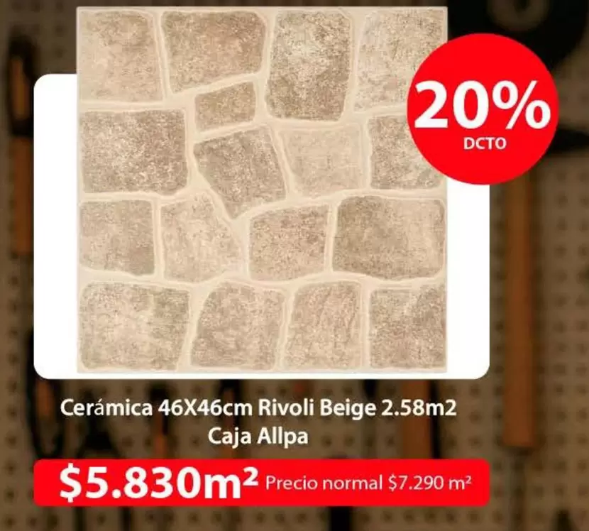 Ceramica 46x46cm Rivoli Beige 2.58m2 Caja