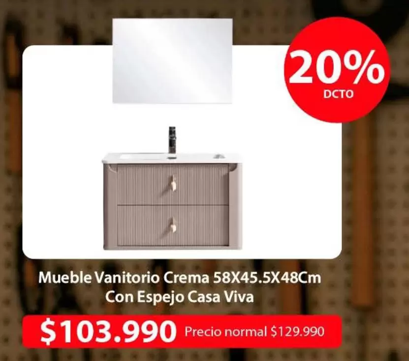 Mueble Vanittorio Crema 58X45.5X48Cm Con Espejo