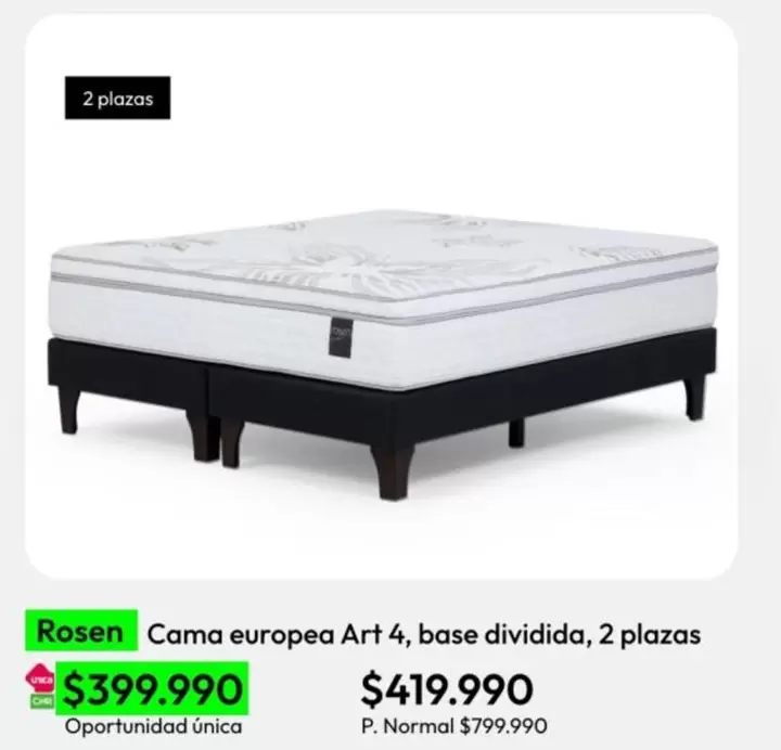 Rosen - Cama Europea Art 4, Base Dividida, 2 Plazas
