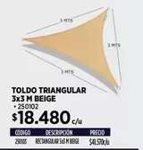 MTS - Toldo Triangular 3x3 M