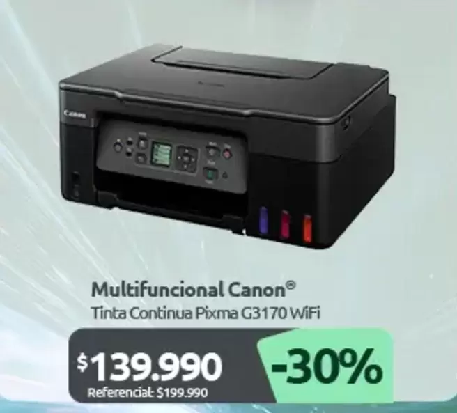 Canon - Multifuncional Tinta Contitua Pixma G3170 Wifi