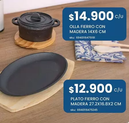 Olla Fierro Con Madera 14x6 Cm