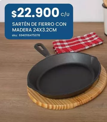 Sarten De Fierro Con Madera 24x3.2cm