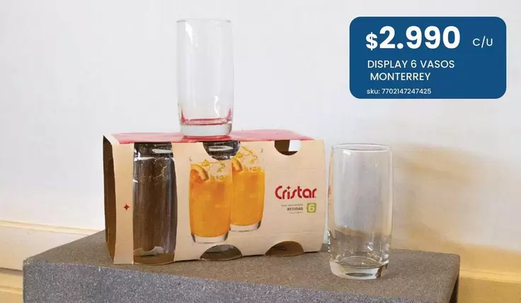 Cristar - Display 6 Vasos Monterrey