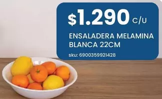 Ensaladera Melamina Blanca 22cm