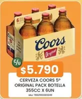 Coors - Cerveza 5° Original Pack Botella 355cc X 6un