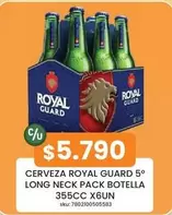 Royal - Cerveza Guard 5° Long Neck Pack Botella 355cc X6un