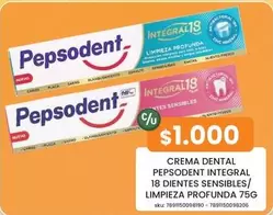 Pepsodent - Crema Dental Integral 18 Dientes Sensibles/ Limpieza Profunda