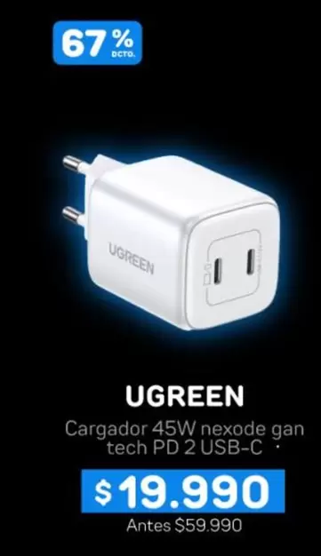 Cargador 45w Nexode Gan Tech Pd 2 Usb-c