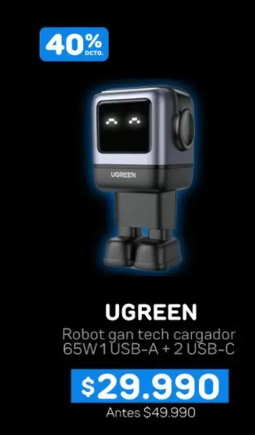 Robot Gan Tech Cargador 65w 1 Usb-a + 2 Usb-c