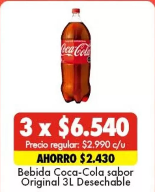 Coca Cola - Bebida Coca-Cola Sabor Original 3l Desechable