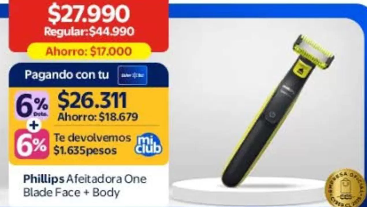 Philips - Afeitadora One Blade Face + Body