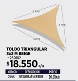MTS - Toldo Triangular 3x3 M Beige