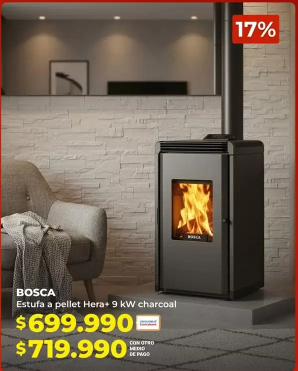 Bosca - Estufa A Pellet Hera 9 Kw Charcoal
