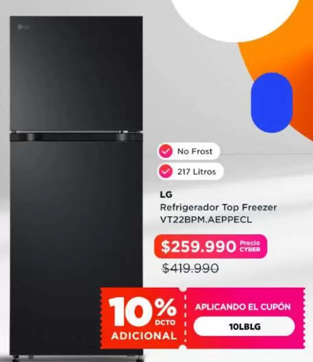 LG - Refrigerador Top Freezer Vt228bm