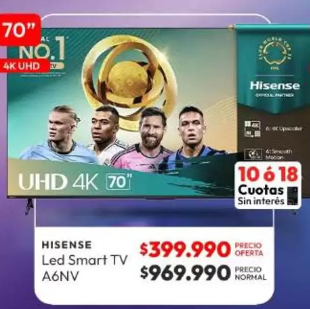 Hisense - led smart tv a6nv