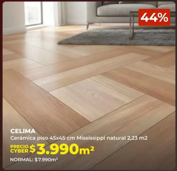 Cerámica Piso 45x45 Cm Mississippi Natural