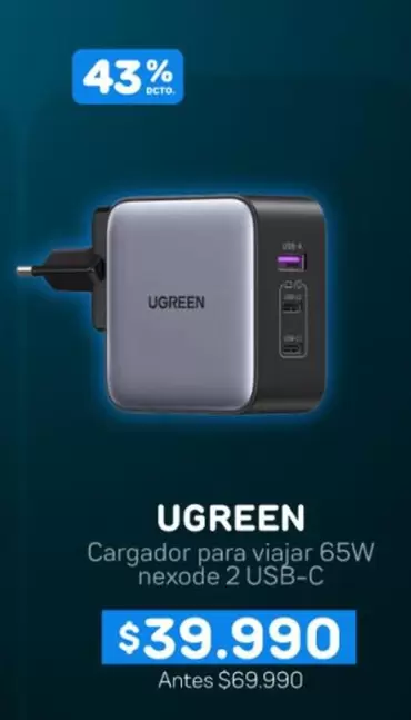 Cargador Para Viajar 65w Nexode 2 Usb-c
