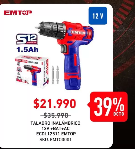 Taladro Inalámbrico 12v +bat-Ac ECDL1251