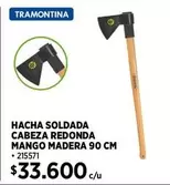 Tramontina - Hacha Soldada Cabeza Redonda Mango Madera 90 Cm