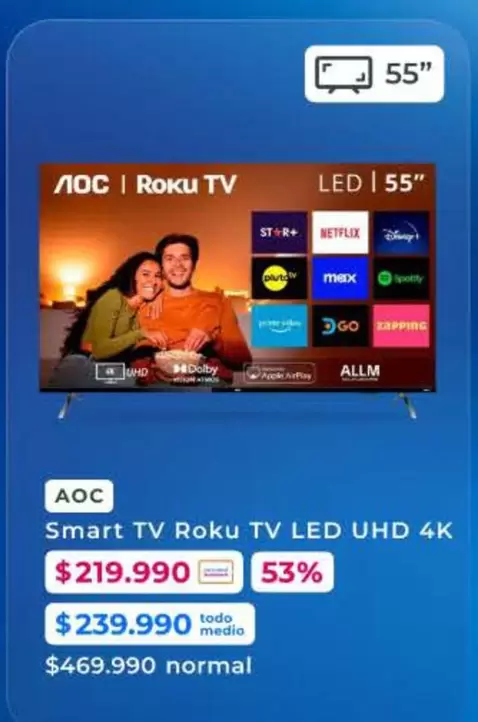 AOC - Smart Tv Roku Tv Led Uhd 4k