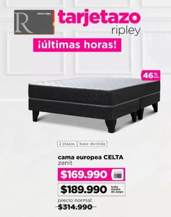 Tarjeta Cencosud - Cama Europea Celta Zenit
