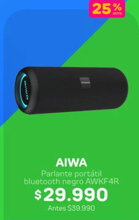Aiwa - Parlante Portatil Bluetooth Negro