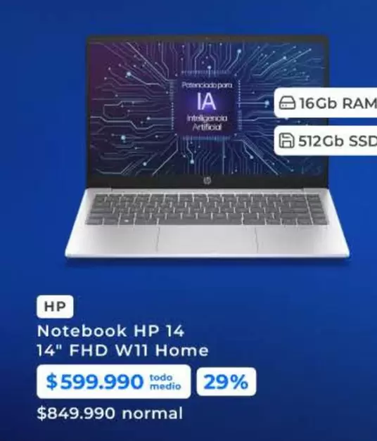 HP - Notebook 14 14" FHD W11 Home