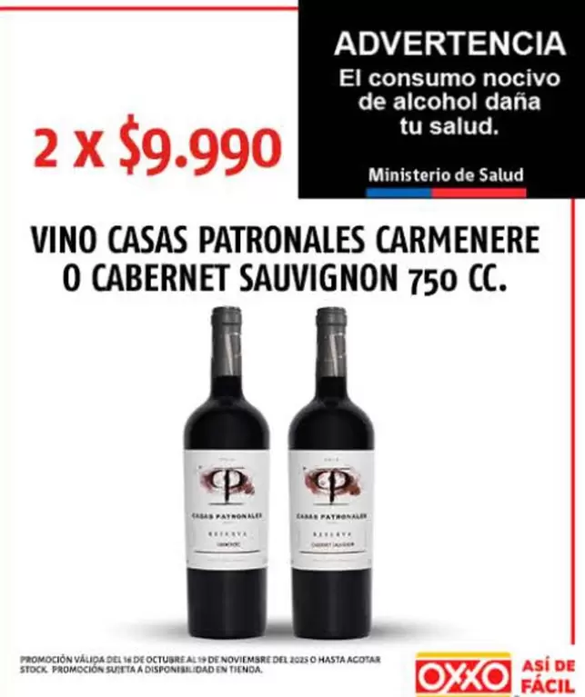 Carmenere - Vino Casas Patronales  O Cabernet Sauvignon