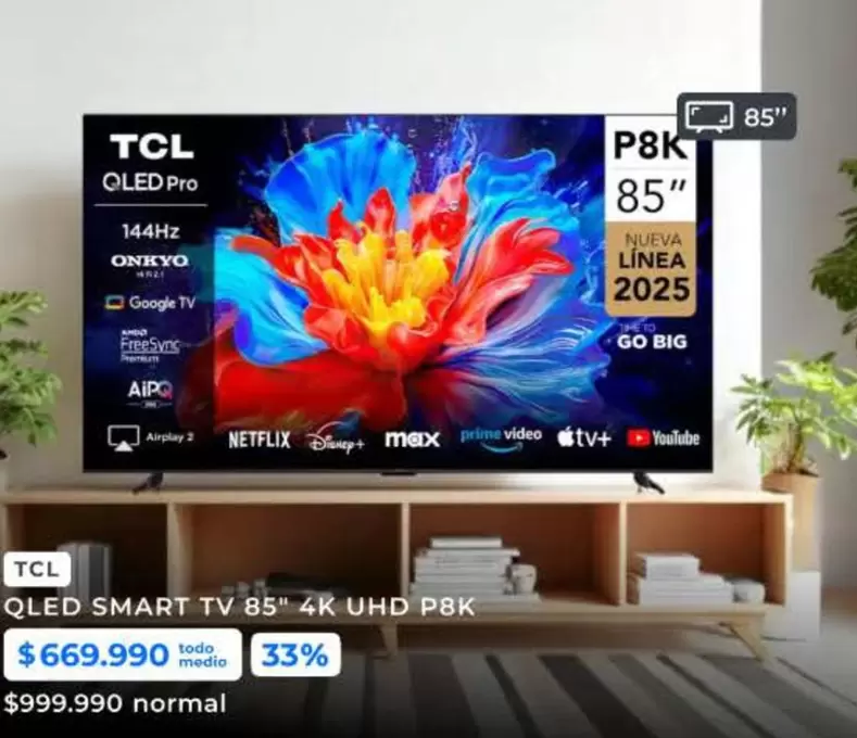 TCL - Qled Smart Tv 85" 4k Uhd P8k