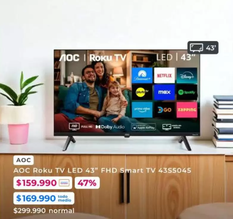 Roku - AOC  Tv Led 43" FHD Smart TV