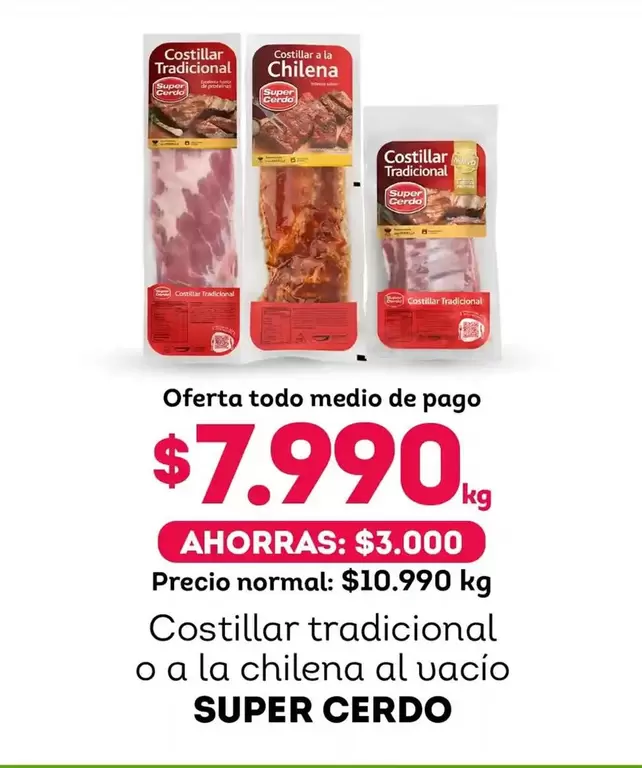 Súper Cerdo - Costillar Tradicional O A La Chilena Al Vacio