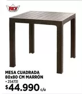 Rey - Mesa Cuadrada 80x80 Cm Marron