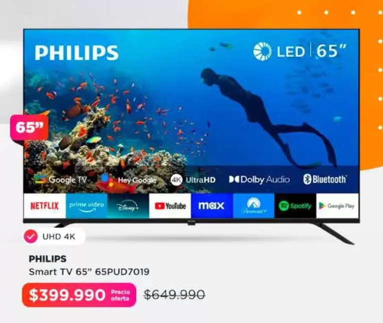 Philips - Smart Tv 65" 65pud7019