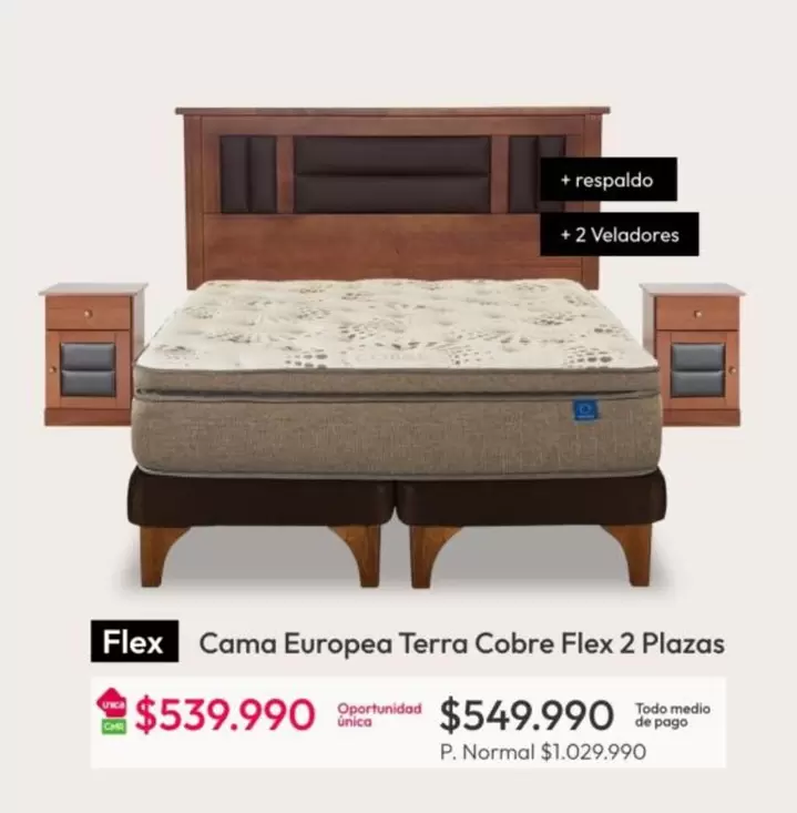 Flex - Cama Europea Terra Cobre  2 Plazas