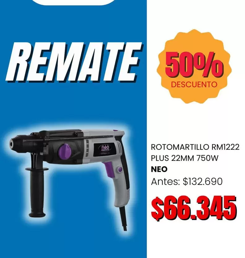 Rotomartillo Rm1222 Plus 22mm 750w Neo
