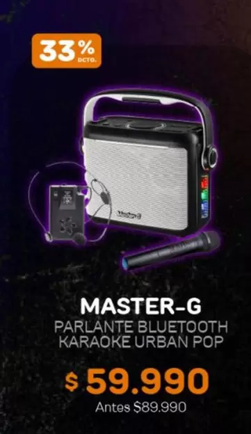 Master-G - Parlante Bluetooth Karaoke Urban Pop