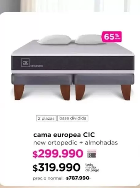 Cic - Cama Europea New Ortopedic + Almohadas
