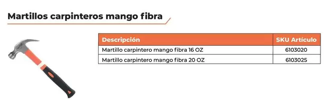 Martillos Carpinteros Mango Fibra