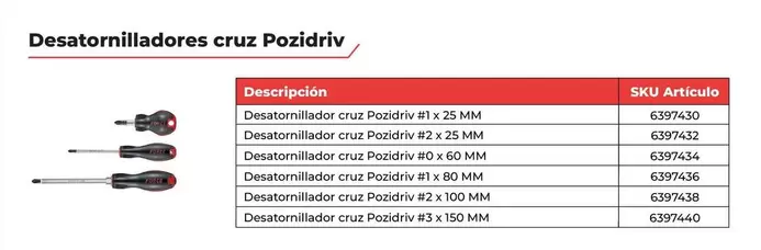 Desatornilladores Cruz Pozidriv