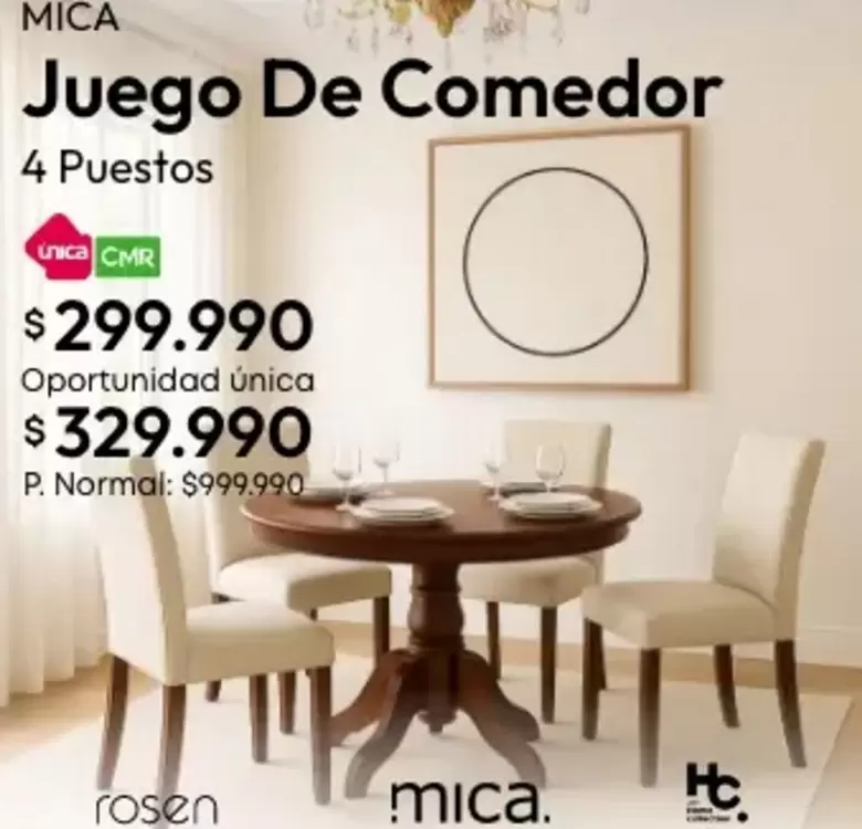 Rosen - Juego De Comedor 4 Puestos