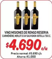 Misiones de Rengo - Vino Misiones De Reserva Carmenere, Merlot O Cava Sauvignon Botella