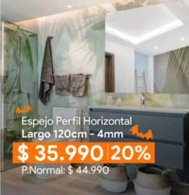 Espejo Perfil Horizontal Largo 120cm - 4mm