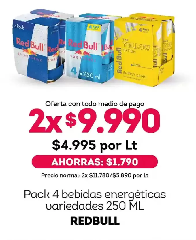 Red Bull - Pack 4 Bebidas Energeticas Variedades